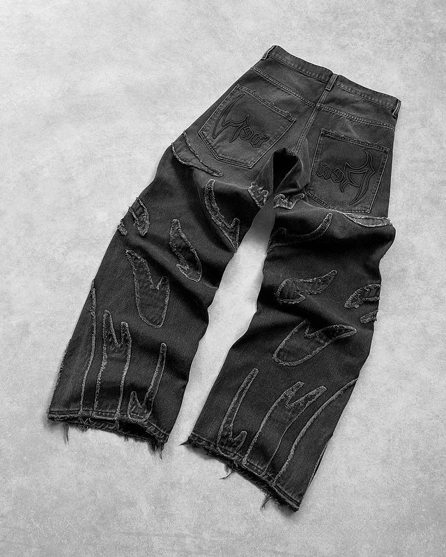 "Fire" Black Baggy Jean