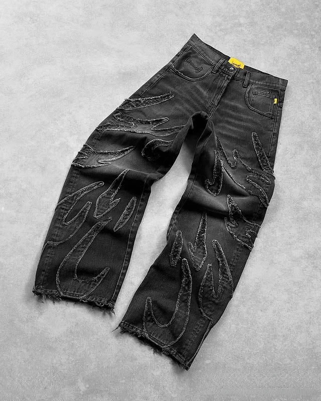 "Fire" Black Baggy Jean