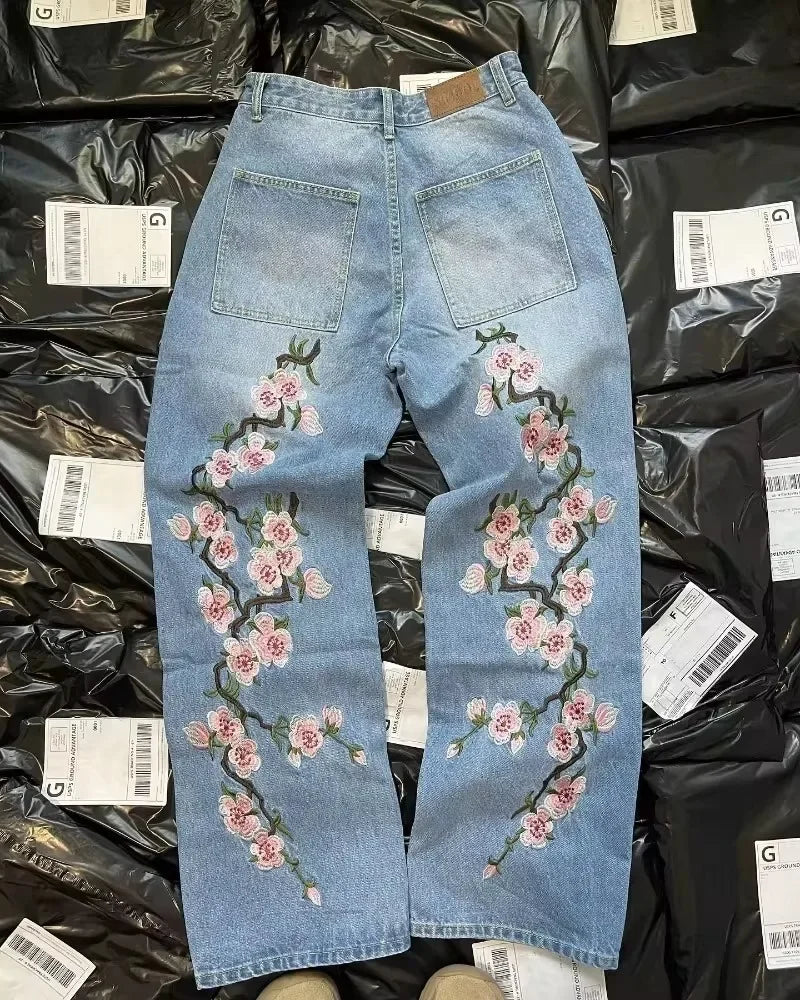 Flower Blue Baggy Jean